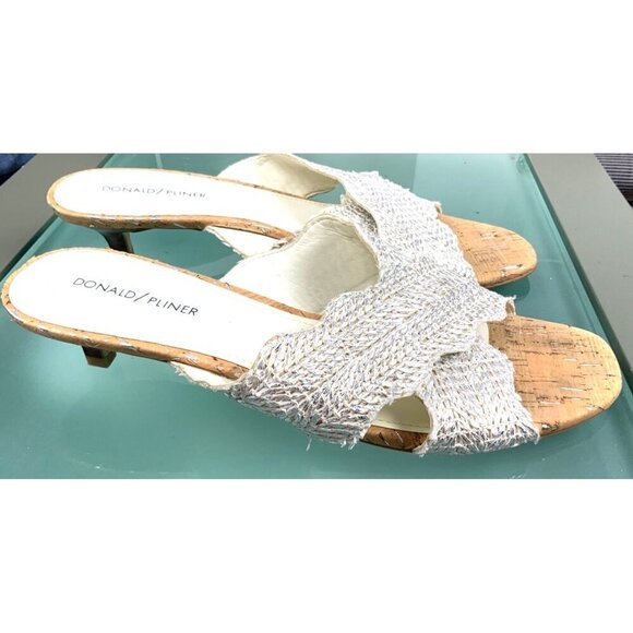 Donald Pliner womens backless peep toe shoes size 11 kitten heel - Picture 3 of 5